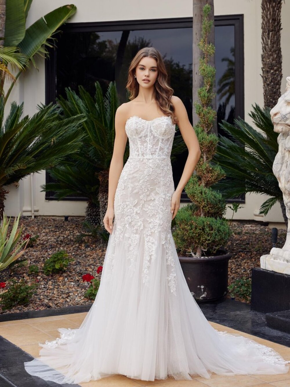 MERMAID WEDDING DRESS, NEW TULLE BRIDAL GOWN, STRAPLESS DESTINATION RECEPTION